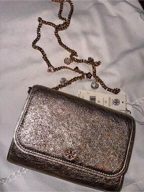 Tory Burch Metallic Bronze Small Chain Crossbody
